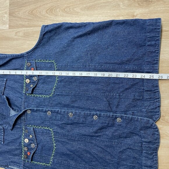 ALLISON LANE DENIM VEST BUTTON UP EMBROIDERED BUTTONS BLUE JEAN SUMMER SIZE 2X - Picture 8 of 8